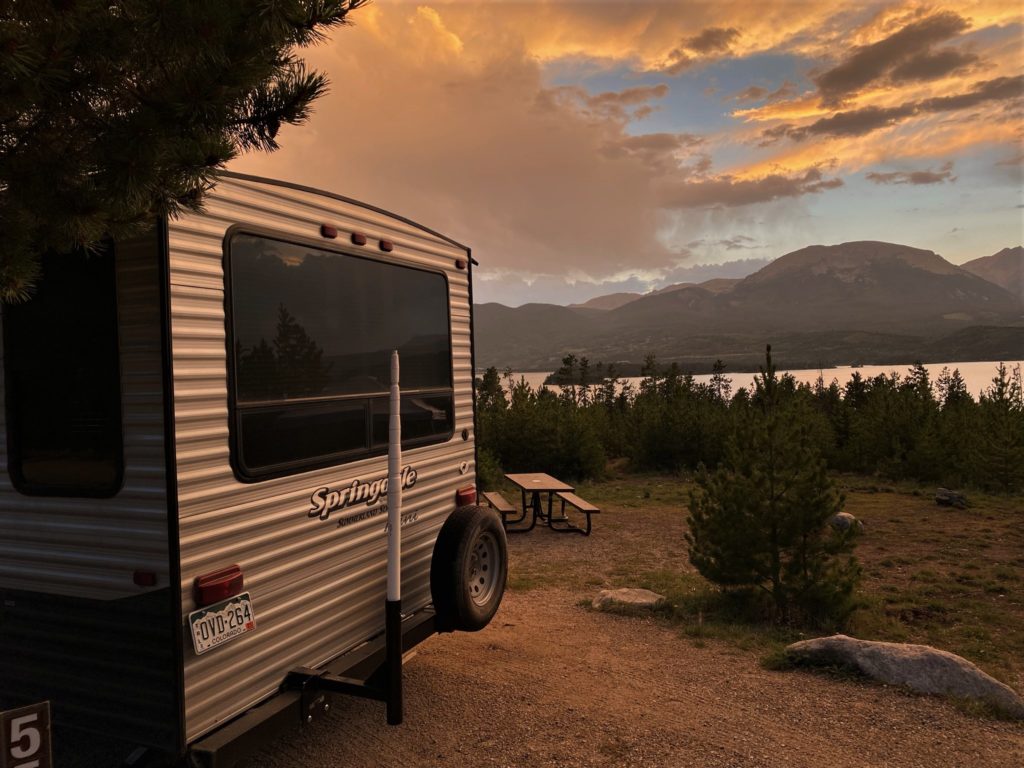 Prospector Campground, Site 55, at Sunset